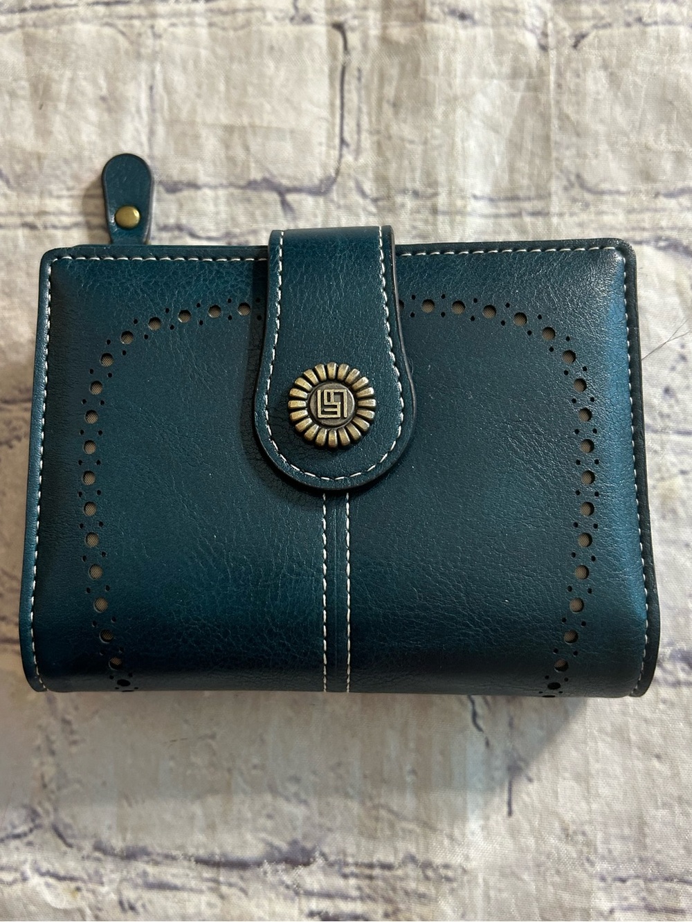 SENDEFN TEAL LEATHER WOMEN’S WALLET ZIP COIN SNAP FRONT BILL HOLDER
